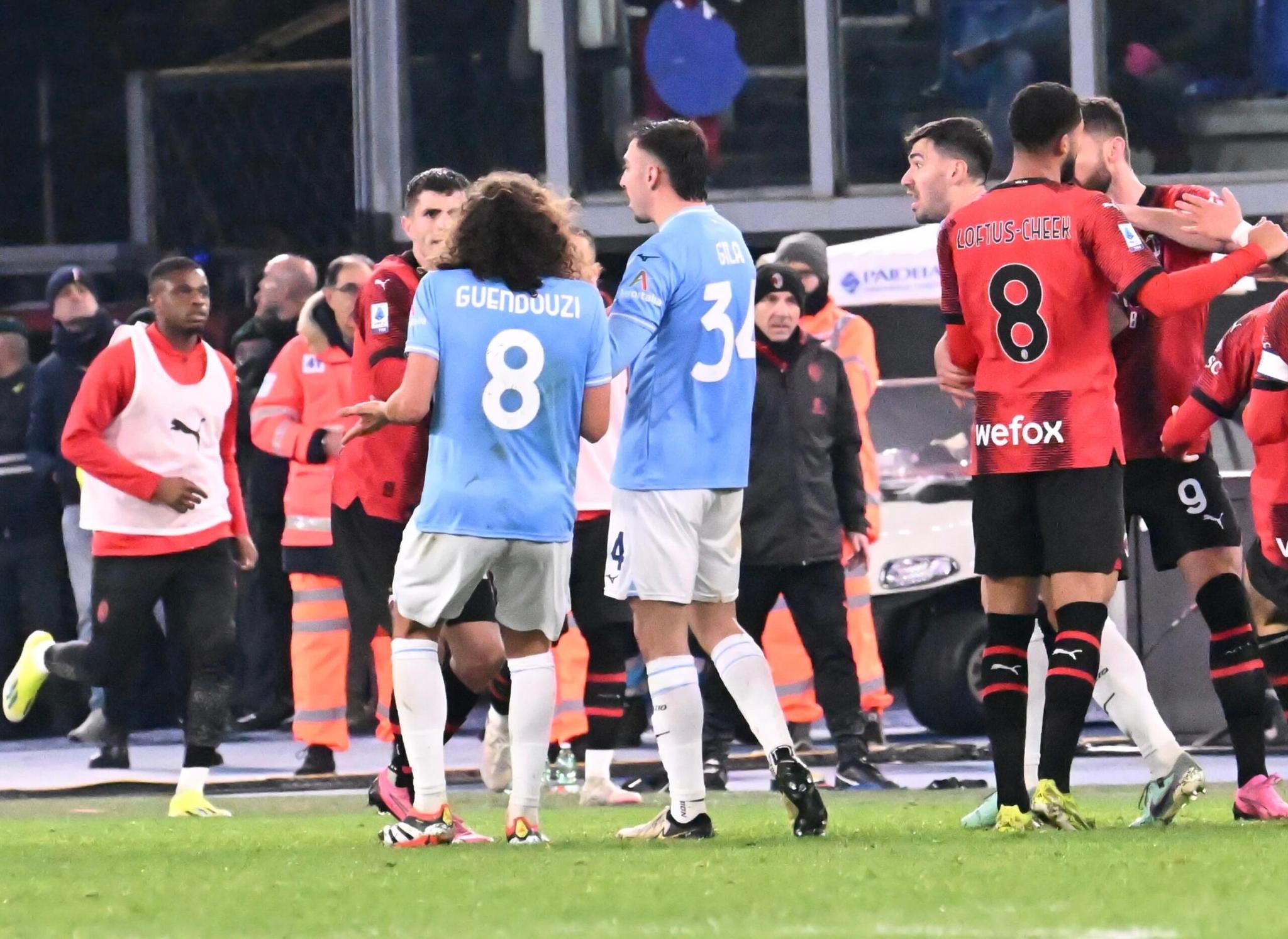 Lazio-Milan, giudice sportivo: due giornate a Guendouzi, una a Sarri, Marusic e Pellegrini